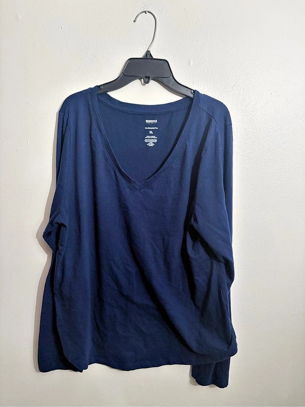Sonoma The Everyday Tee Long Sleeve V-Neck Tee in Blue XL